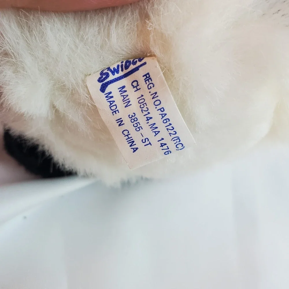 Vintage 1997 Swibco Puffkins Peter Panda Plush Stuffed‎ Ball 5 In Black White